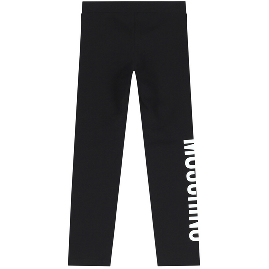 Moschino Leggings Negros con Logo Blanco Lateral