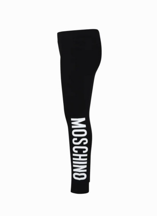 Moschino Leggings Negros con Logo Blanco Lateral