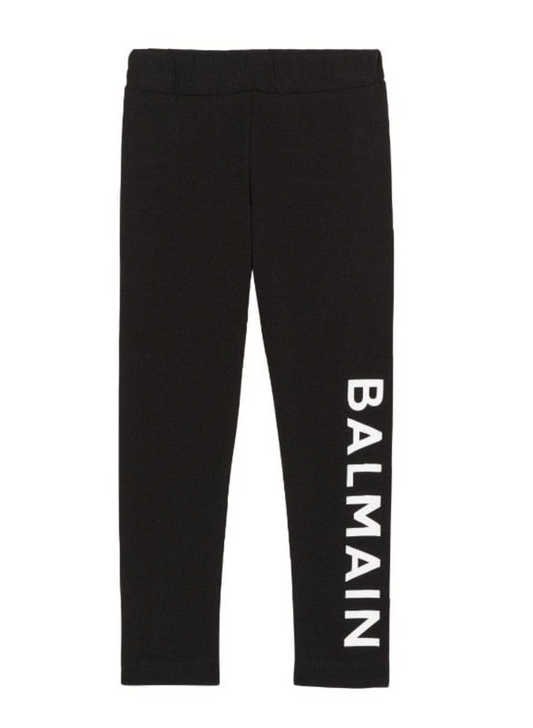 Balmain Leggings Negros con Logo Blanco Lateral