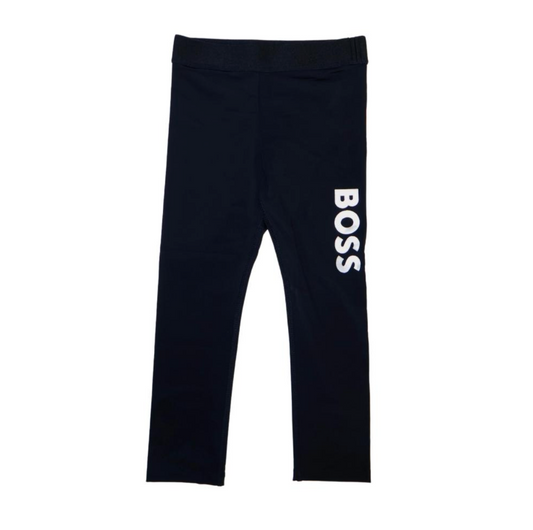 BOSS Leggings Negros con Logo Plateado
