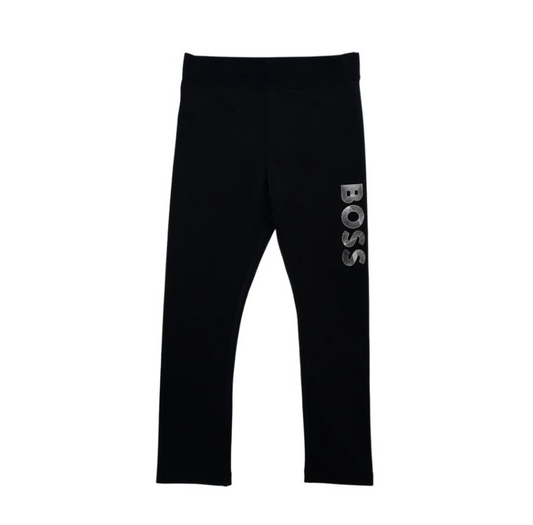 BOSS Leggings Negros con Logo Blanco/plateado
