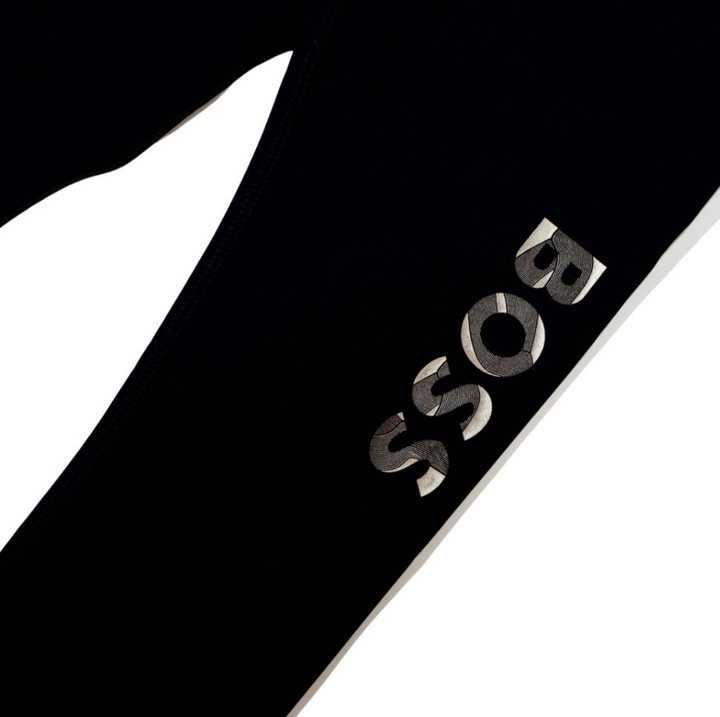 BOSS Leggings Negros con Logo Metálico Plateado