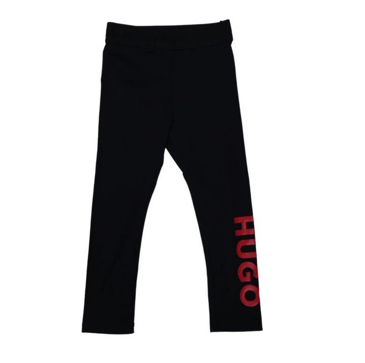 HUGO Leggings Negros con Logo Rojo Lateral