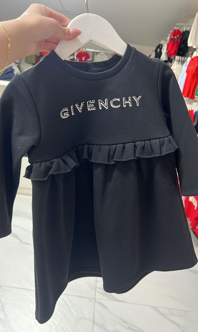 GIVENCHY – Vestido Negro con Logo Brillante