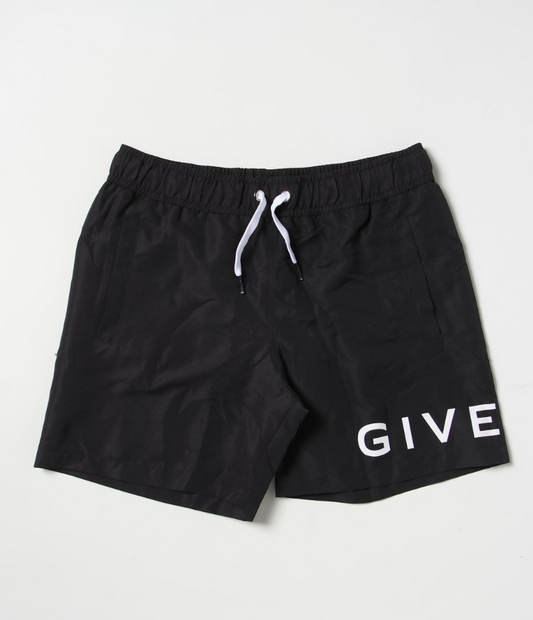 Givenchy Short Negro Niño Logo Blanco