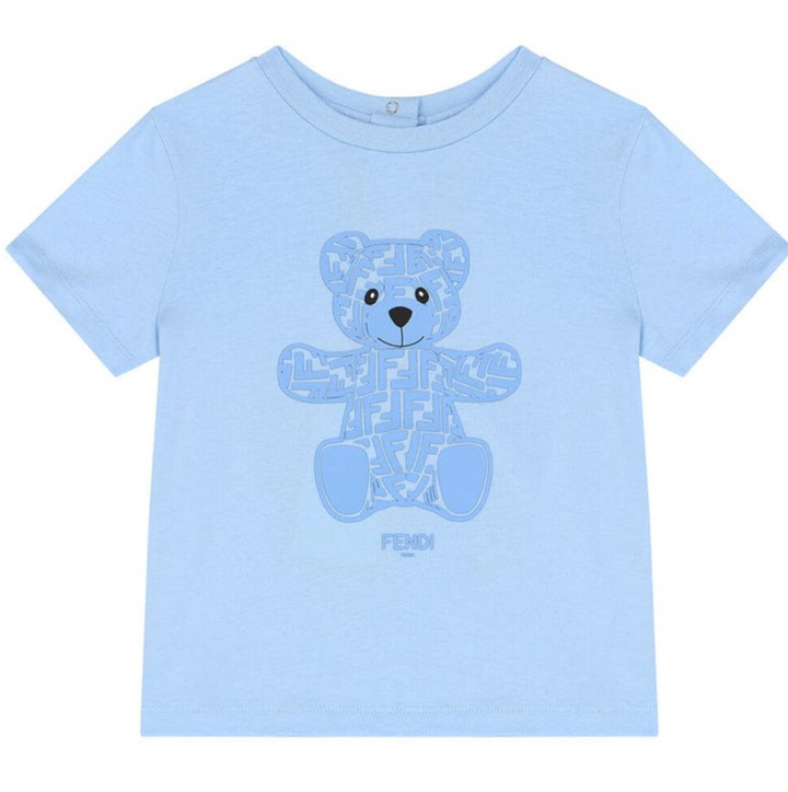 Fendi Playera Azul Niño Oso Monograma