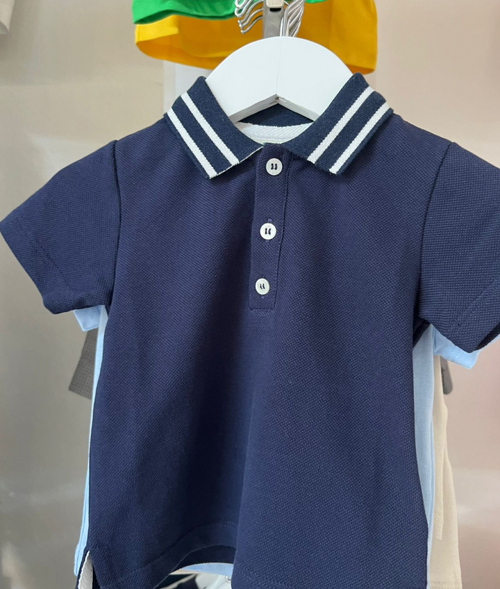 Fendi Kids Polo Azul Marino con Detalle en Cuello