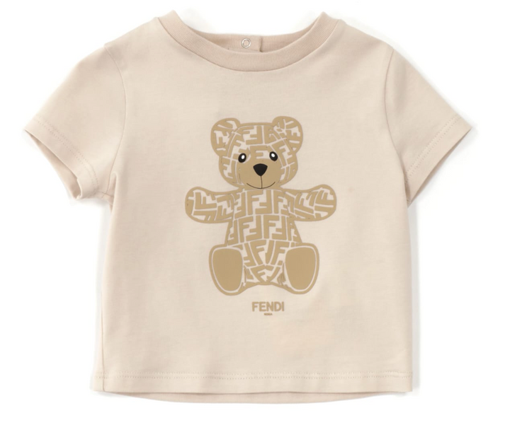 Fendi Kids Playera Beige con Osito Icono