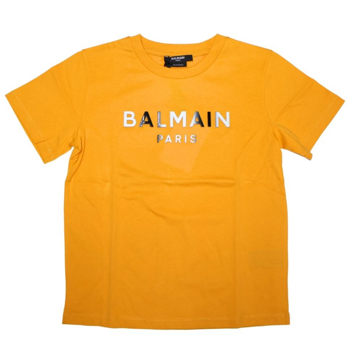 Balmain Paris Playera Amarilla Logo Plateado