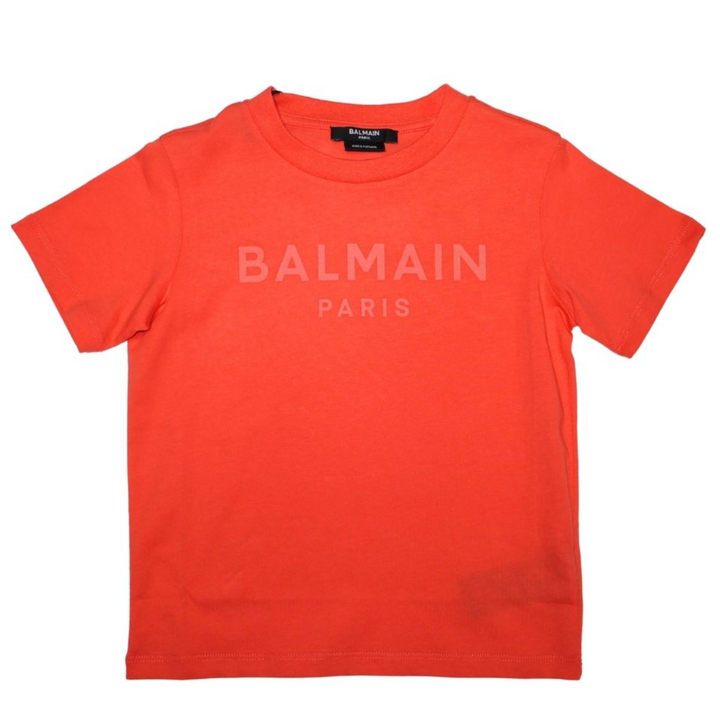 Balmain Paris Playera Naranja Logo Tonal
