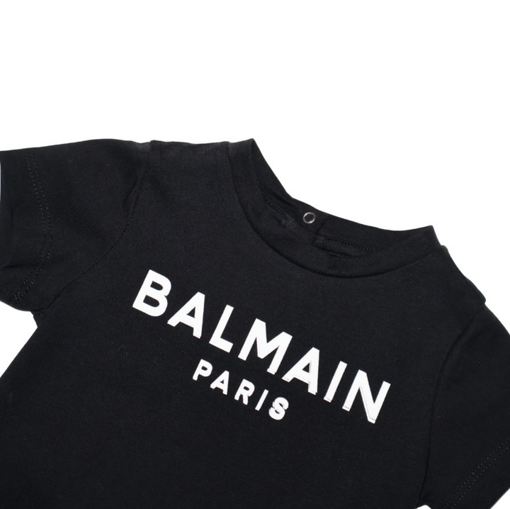 Balmain Paris Playera Negra Logo Blanco
