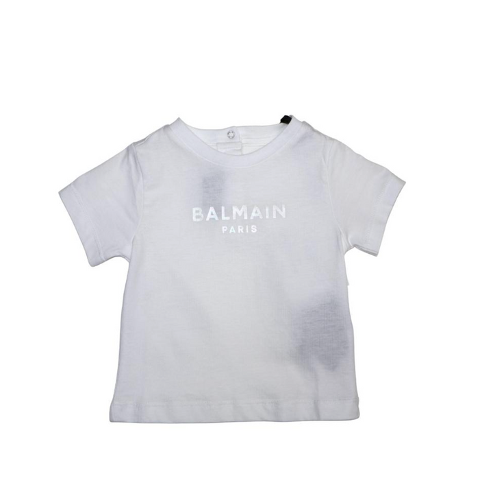 Balmain Paris Playera Blanca Logo Blanco