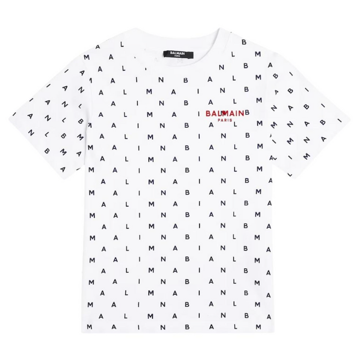 Balmain Paris Playera Blanca Estampado All Over