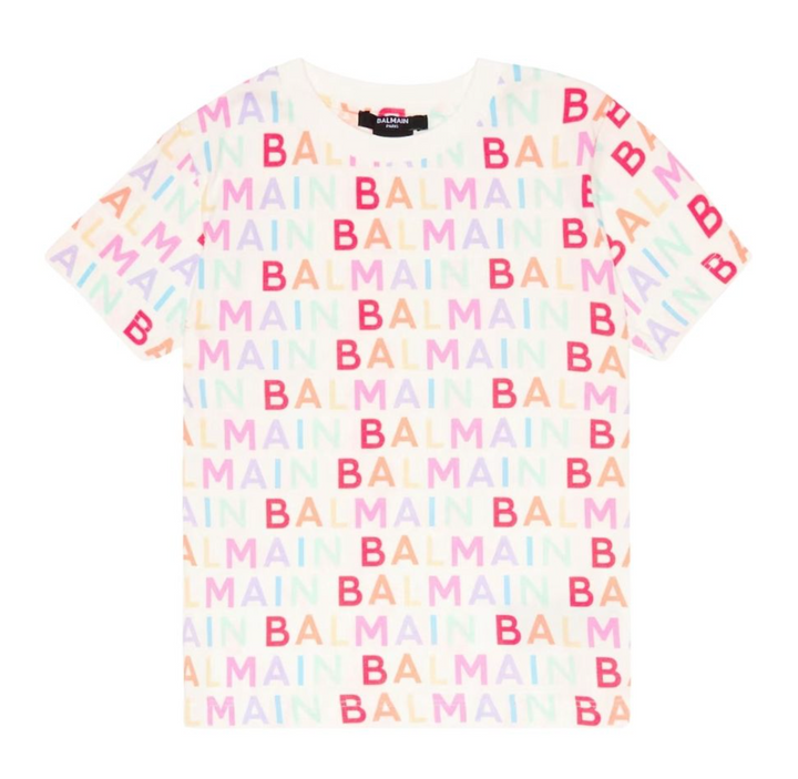 Balmain Paris Playera Multicolor Logo Repetido