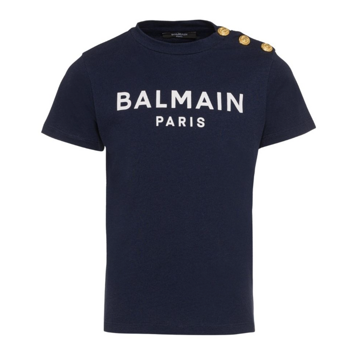 Balmain Paris Playera Azul Marino con Botones Dorados