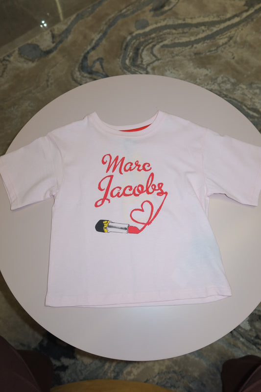 Marc Jacobs Camiseta Rosa Niña con Logo en color rojo