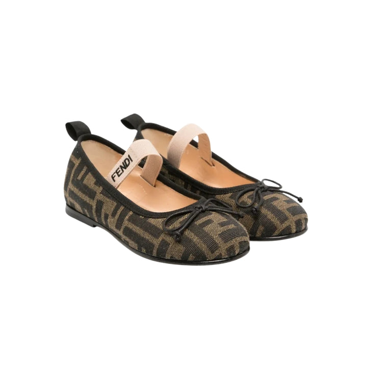 Fendi Bailarinas Monogram Café con Lazo