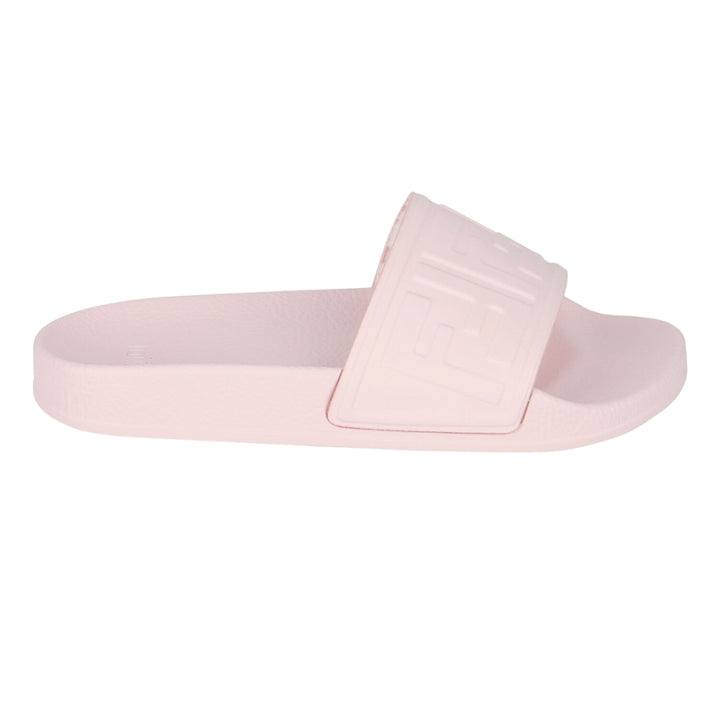 Fendi sandalias tipo slide rosa con logo FF en relieve
