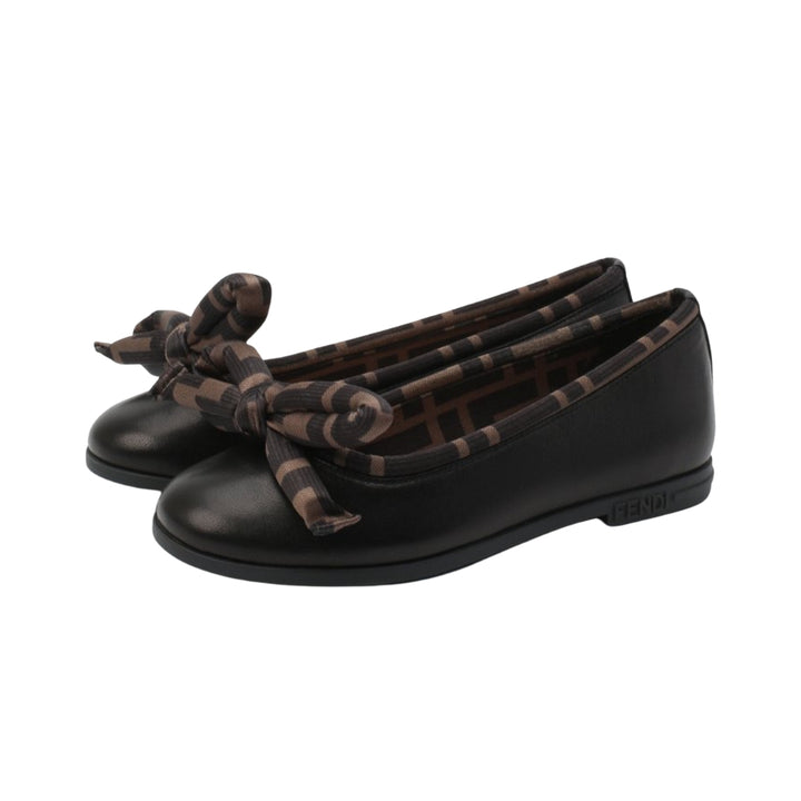 Fendi ballerinas negras con moño y detalle de logo FF