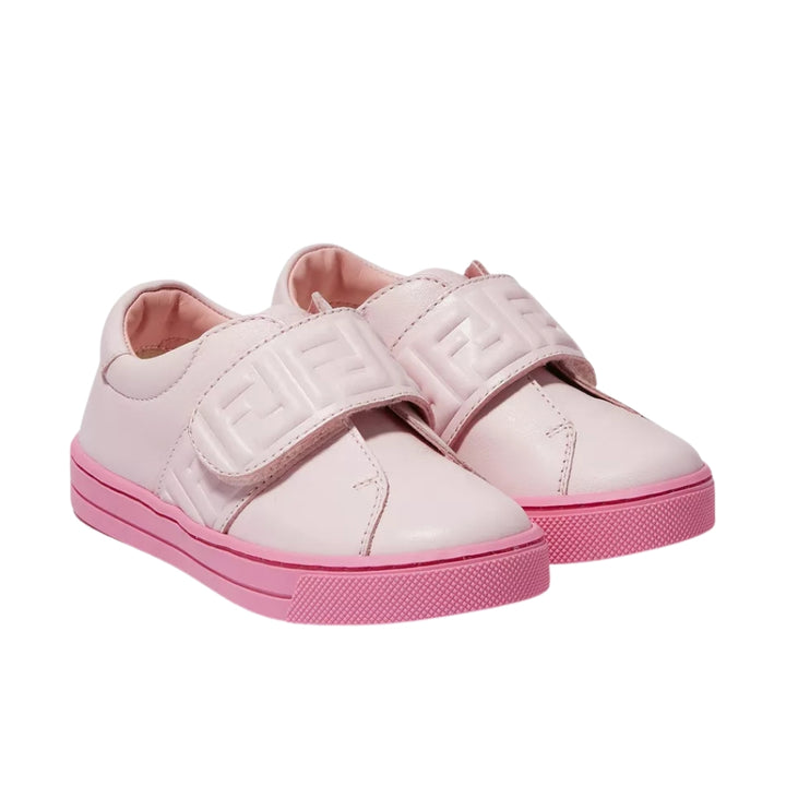Fendi sneakers rosa con correa de velcro y logo FF en relieve