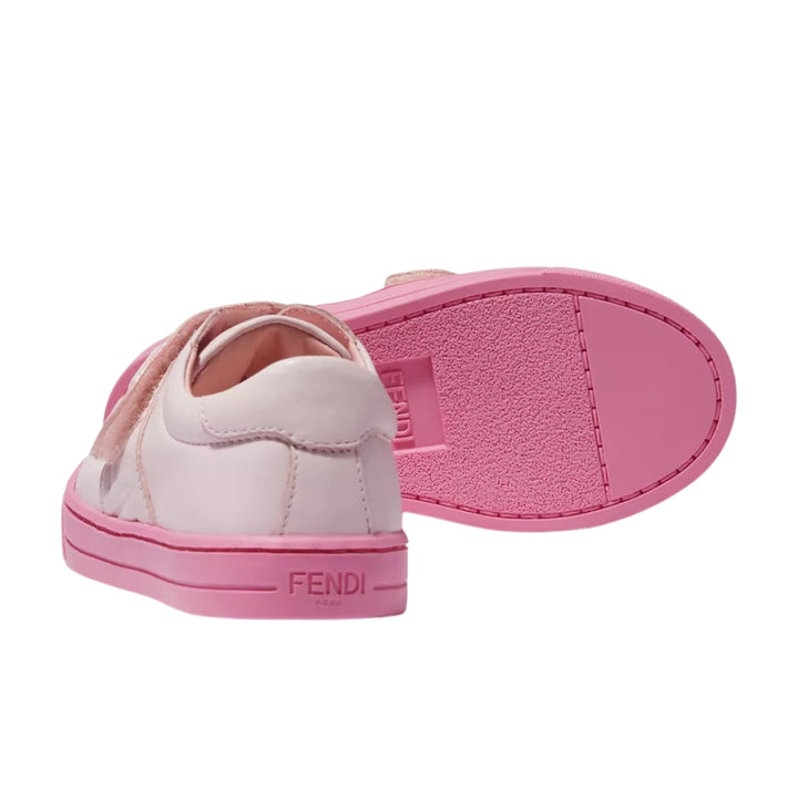 Fendi sneakers rosa con correa de velcro y logo FF en relieve