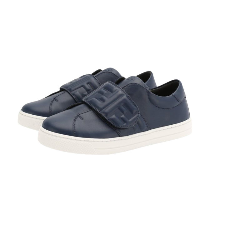Fendi sneakers azul marino con correa de velcro y logo FF en relieve