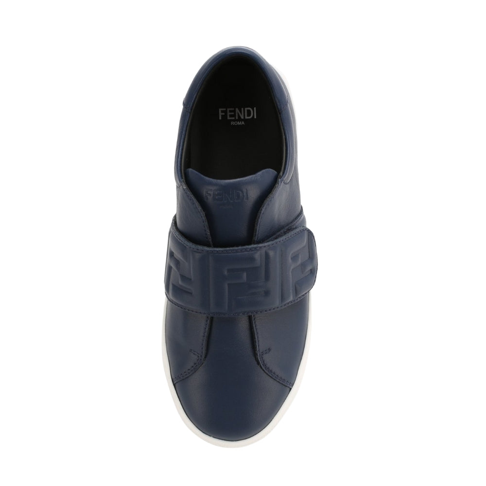 Fendi sneakers azul marino con correa de velcro y logo FF en relieve
