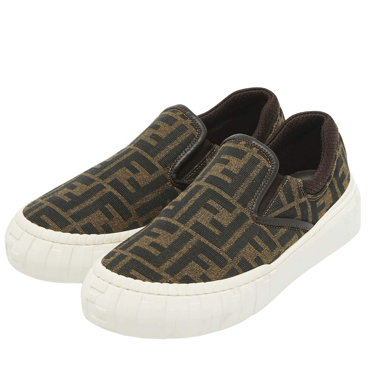 Fendi Slip-On Monogram Marrón y Negro