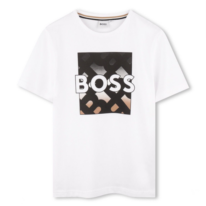 Playera Boss blanca gráfico central