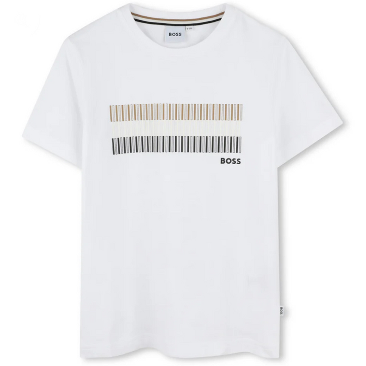 Playera Boss Blanca Para Niño con Diseño de Barras