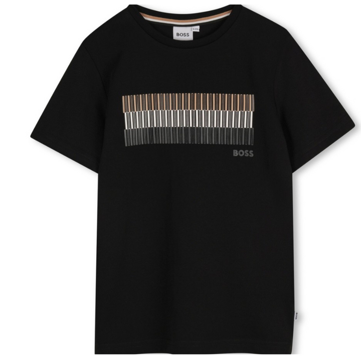 Playera Boss Negra Para Niño con Diseño de Barras
