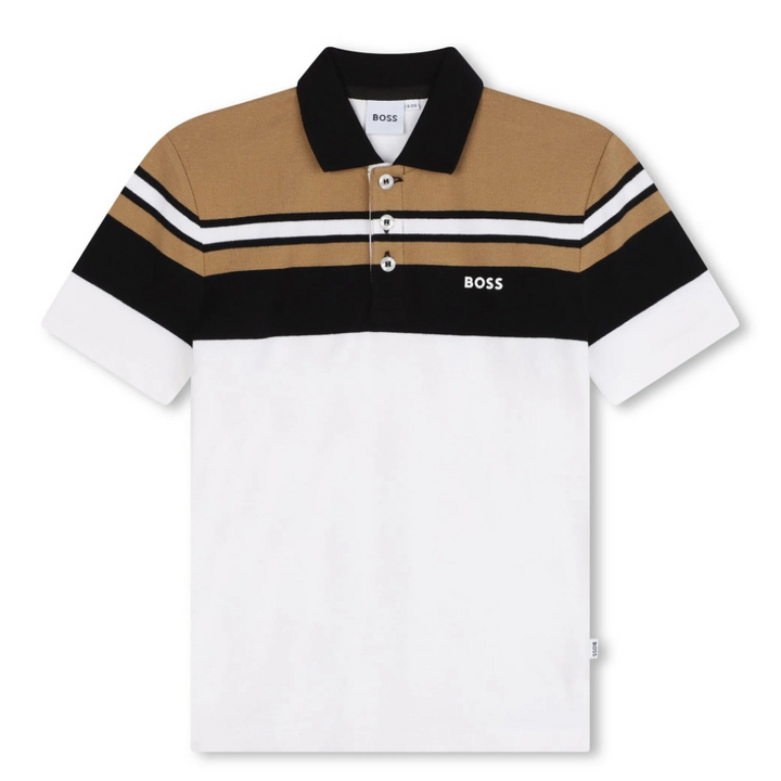 Polo Boss Tricolor Para Niño con Franjas