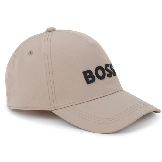 Gorra Boss Beige Para Niño con Logotipo Negro