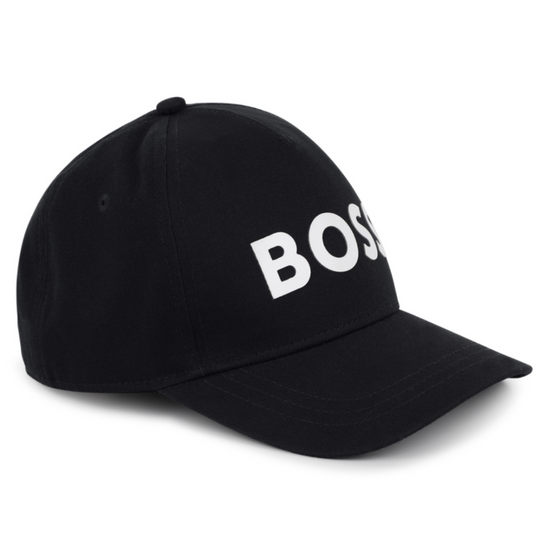 Gorra Boss Negra Para Niño con Logotipo Blanco