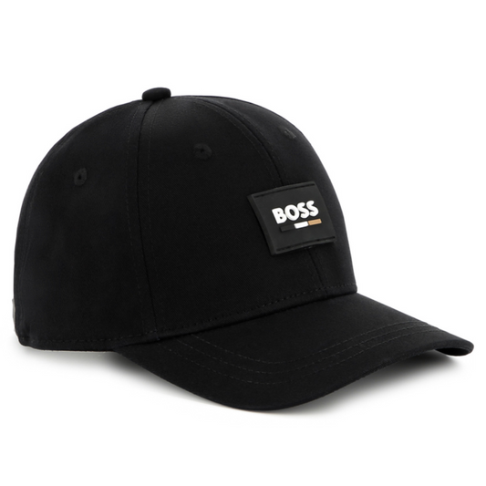 Gorra Boss Negra Para Niño con Etiqueta Frontal