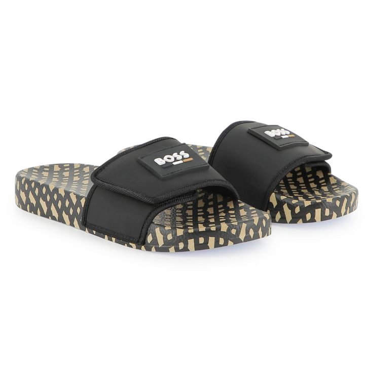 Sandalias BOSS Negras con Estampado para Niño