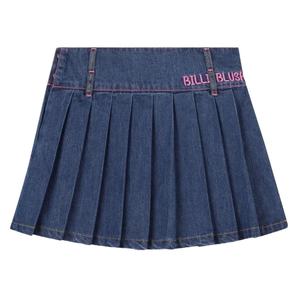 Falda Infantil Billie Blush de Mezclilla con Pliegues
