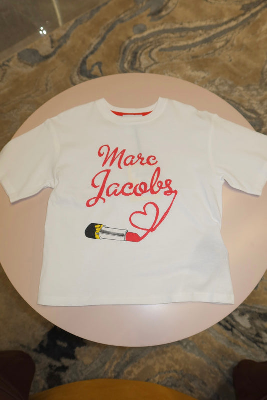 Marc Jacobs Camiseta Blanca Niña con Logo en color rojo