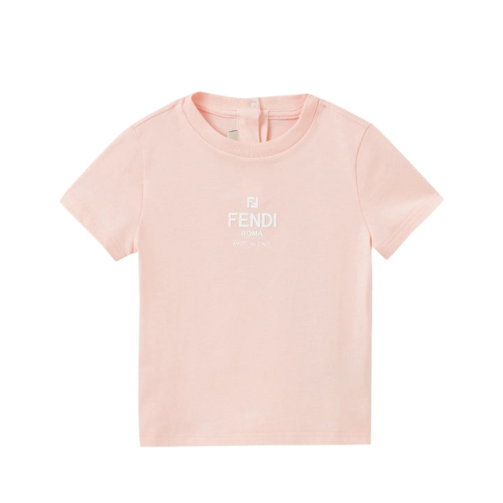 Playera rosa Fendi con logo clásico “Made in Italy”