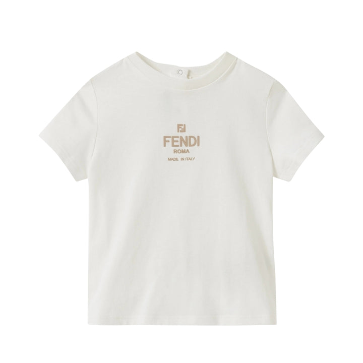 Fendi Kids Playera Beige Logo Roma Made in Italy