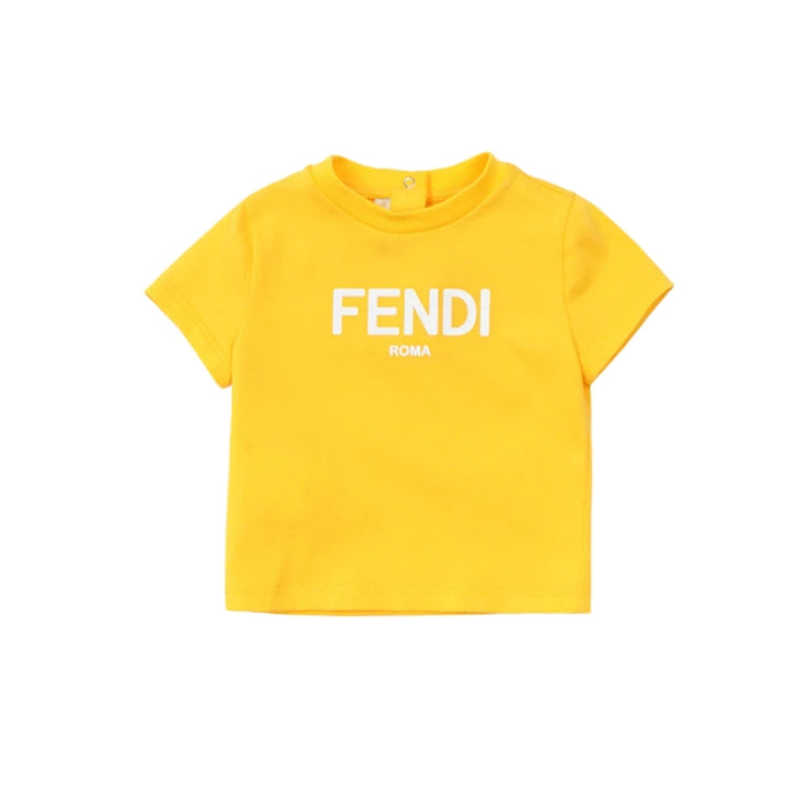 Fendi Kids Playera Amarilla Logo Roma