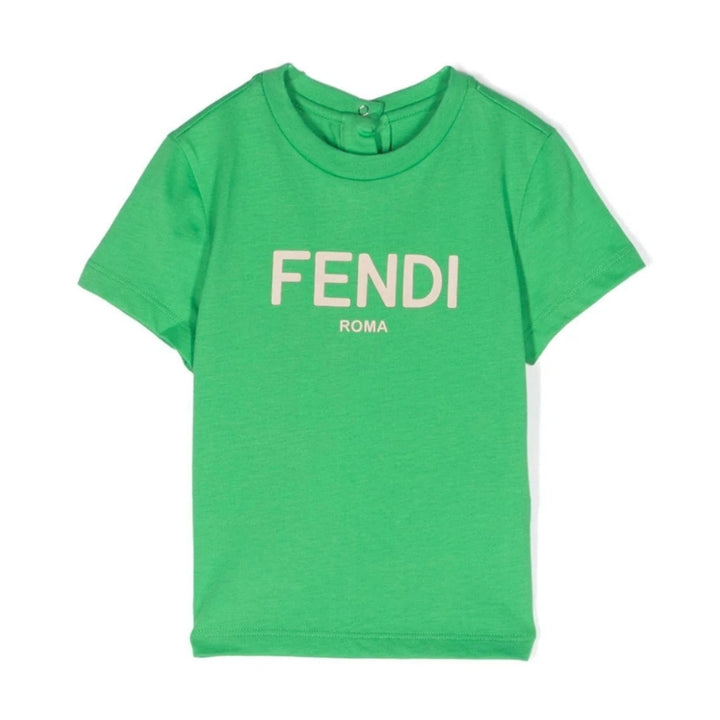 Fendi Kids Playera Verde Logo Roma