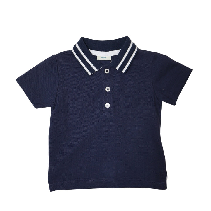 Fendi Kids Polo Azul Marino con Detalle en Cuello
