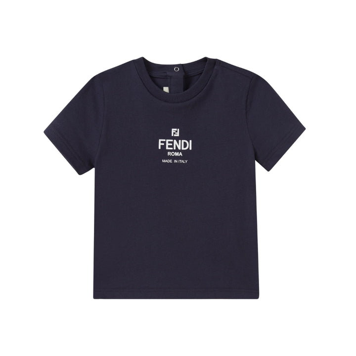 Fendi Kids Playera Azul Marino Logo Roma Made in Italy