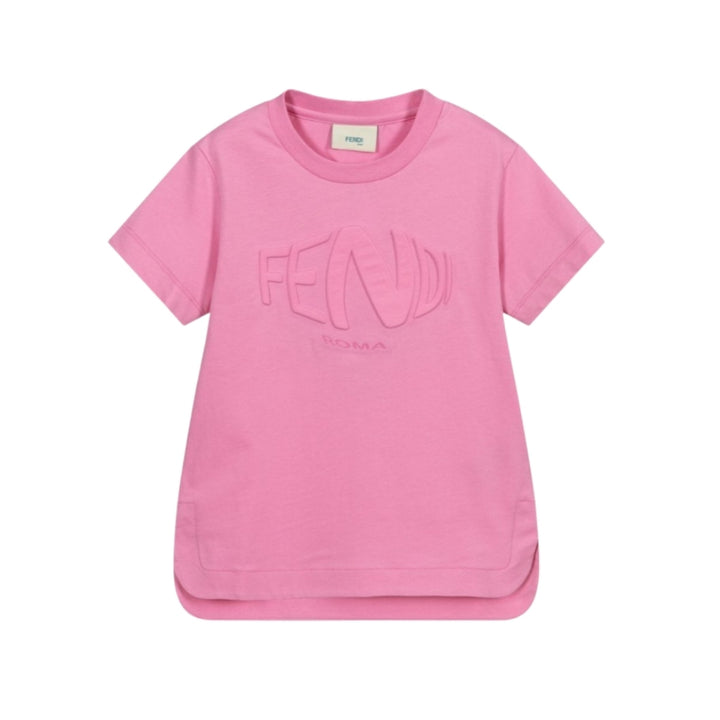 Fendi Roma Playera Rosa Logo Relieve