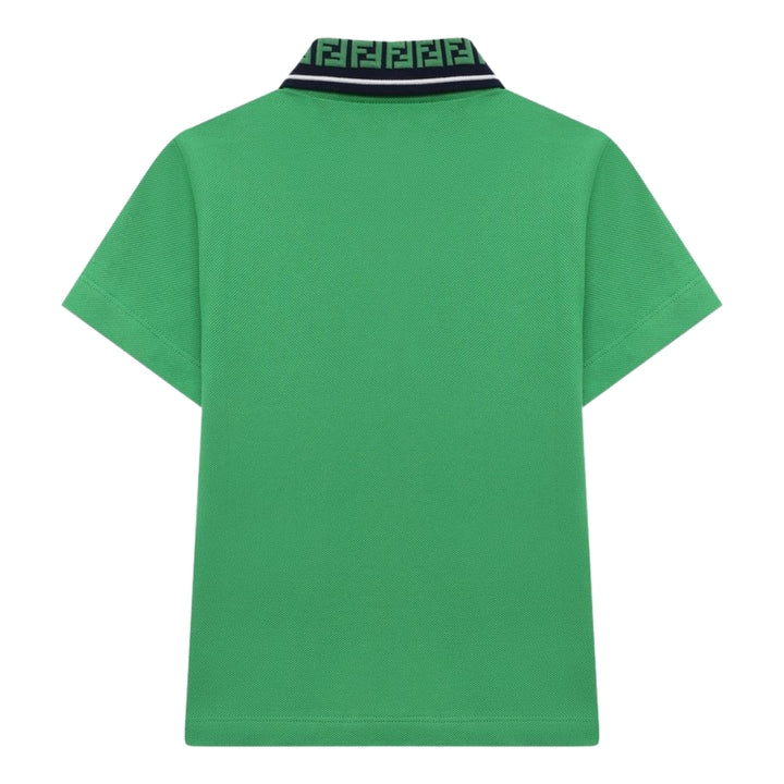 Fendi Roma Polo Verde con Cuello Logomanía