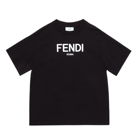 Fendi Roma Playera Negra Logo Blanco