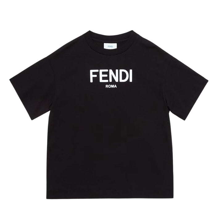 Fendi Roma Playera Negra Logo Blanco