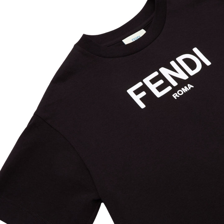 Fendi Roma Playera Negra Logo Blanco
