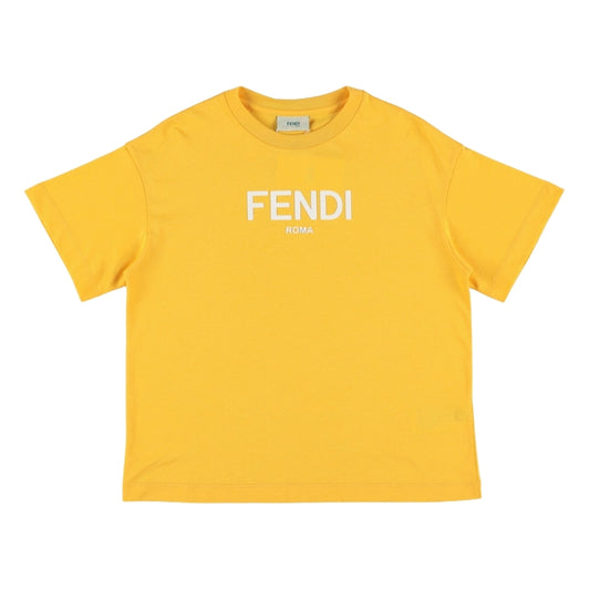 Fendi Roma Playera Amarilla Logo Blanco